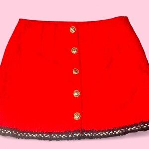 Astr Red Mini Skirt with Button Detail